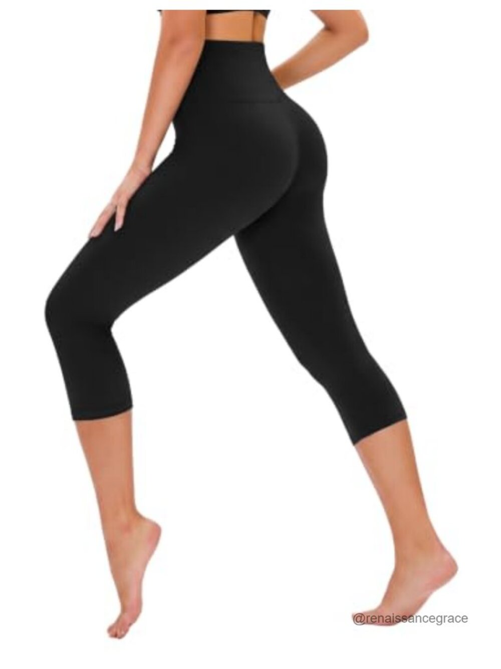 High Waisted Tummy Control Capri Leggings for Women - 4-Way Stretch Yoga Pants